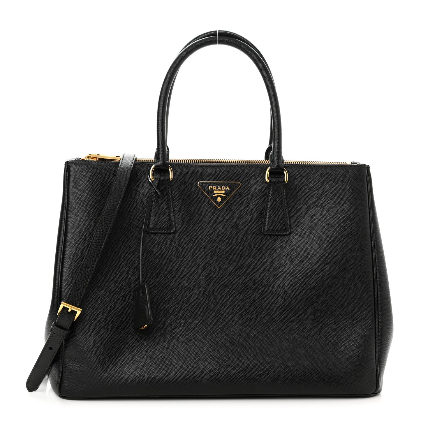 Saffiano Medium Galleria Double Zip Tote Black