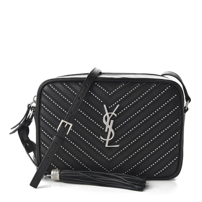 Saint Laurent Calfskin Studded Matelasse Monogram Lou Camera Bag Black 1 of 9