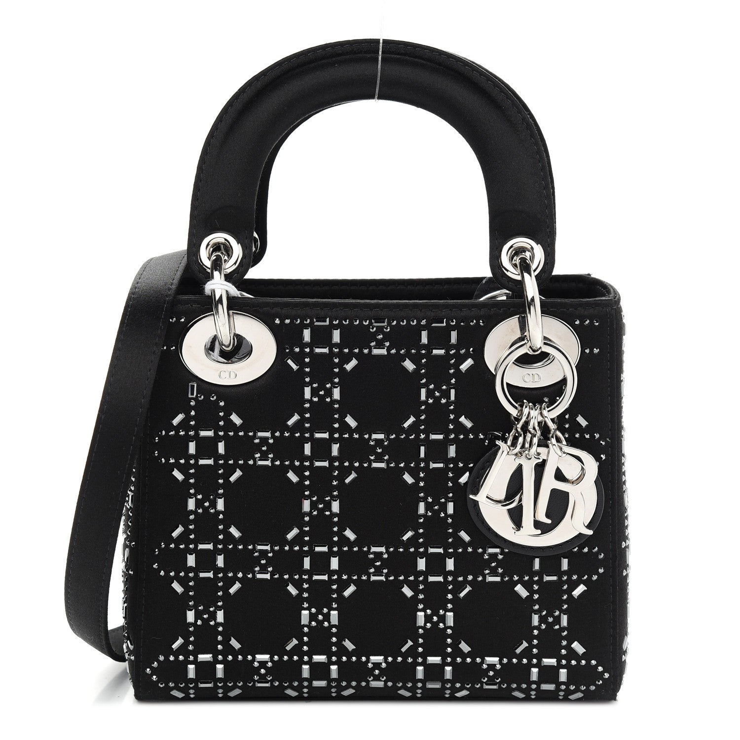 Christian Dior Satin Crystal Cannage Mini Lady Dior Black 1 of 8