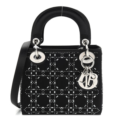 Christian Dior Satin Crystal Cannage Mini Lady Dior Black 1 of 8