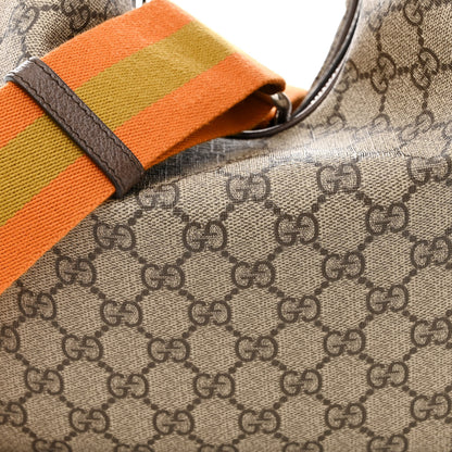 Gucci GG Supreme Monogram Textured Calfskin Web Large Attache Shoulder Bag Beige Ebony New Acero 8 of 10