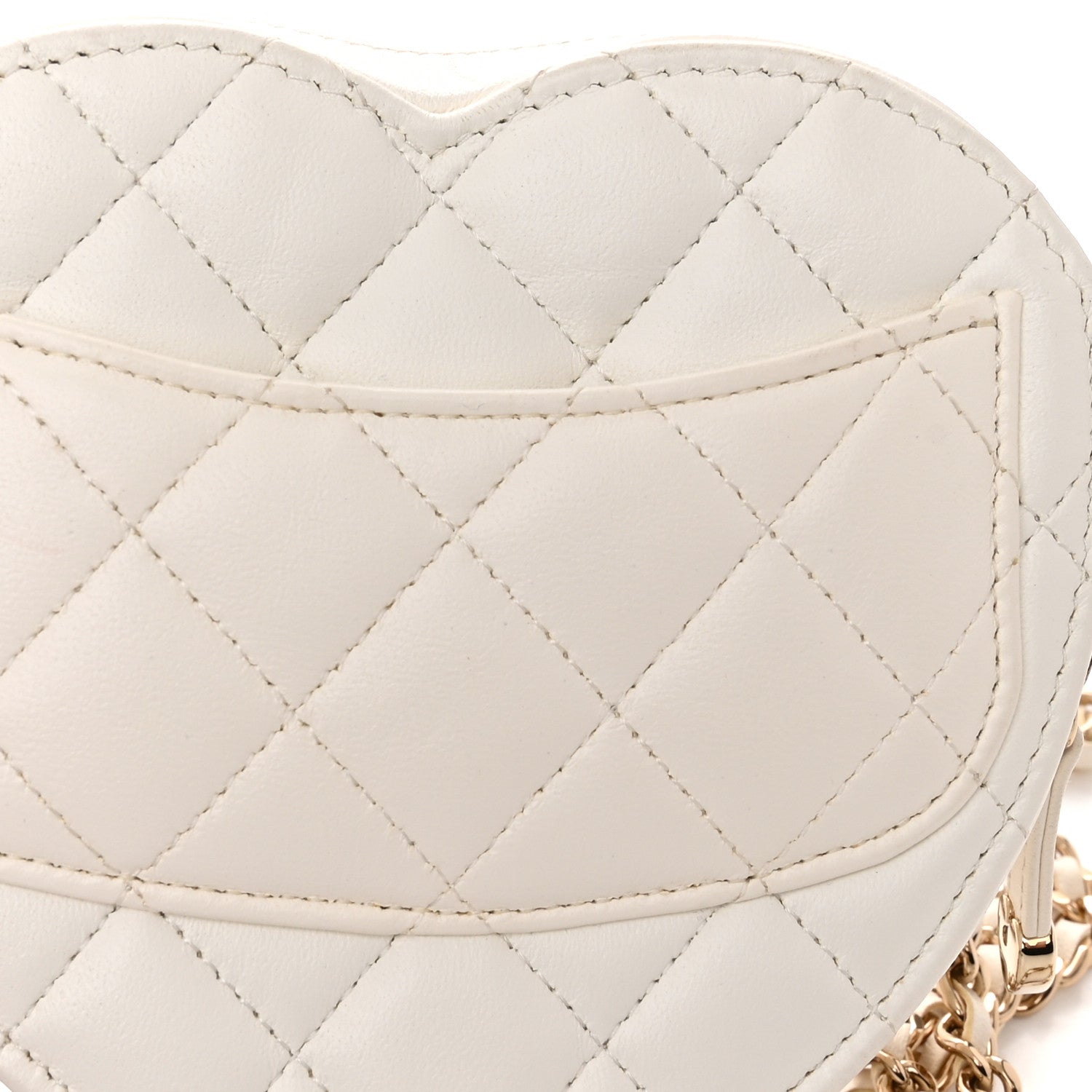 Chanel Lambskin Quilted CC In Love Heart Clutch With Chain White 13 of 13