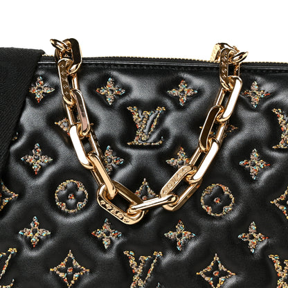 Louis Vuitton Lambskin Embossed Tweed Monogram Coussin PM Black 10 of 12