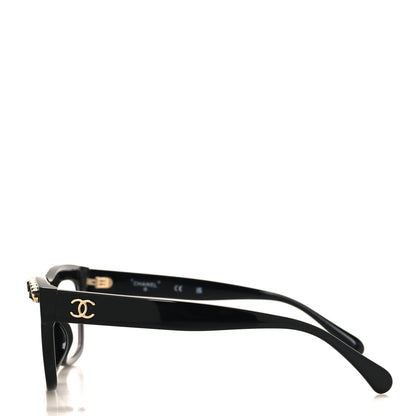 Chanel Acetate Calfskin Chain Rectangle Sunglasses 71626A Black 3 of 7