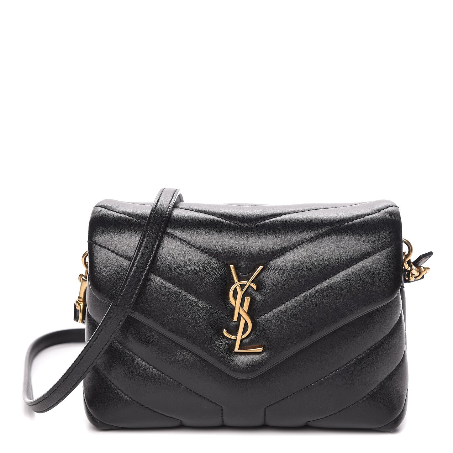 Calfskin Y Quilted Monogram Toy Loulou Crossbody Bag Black