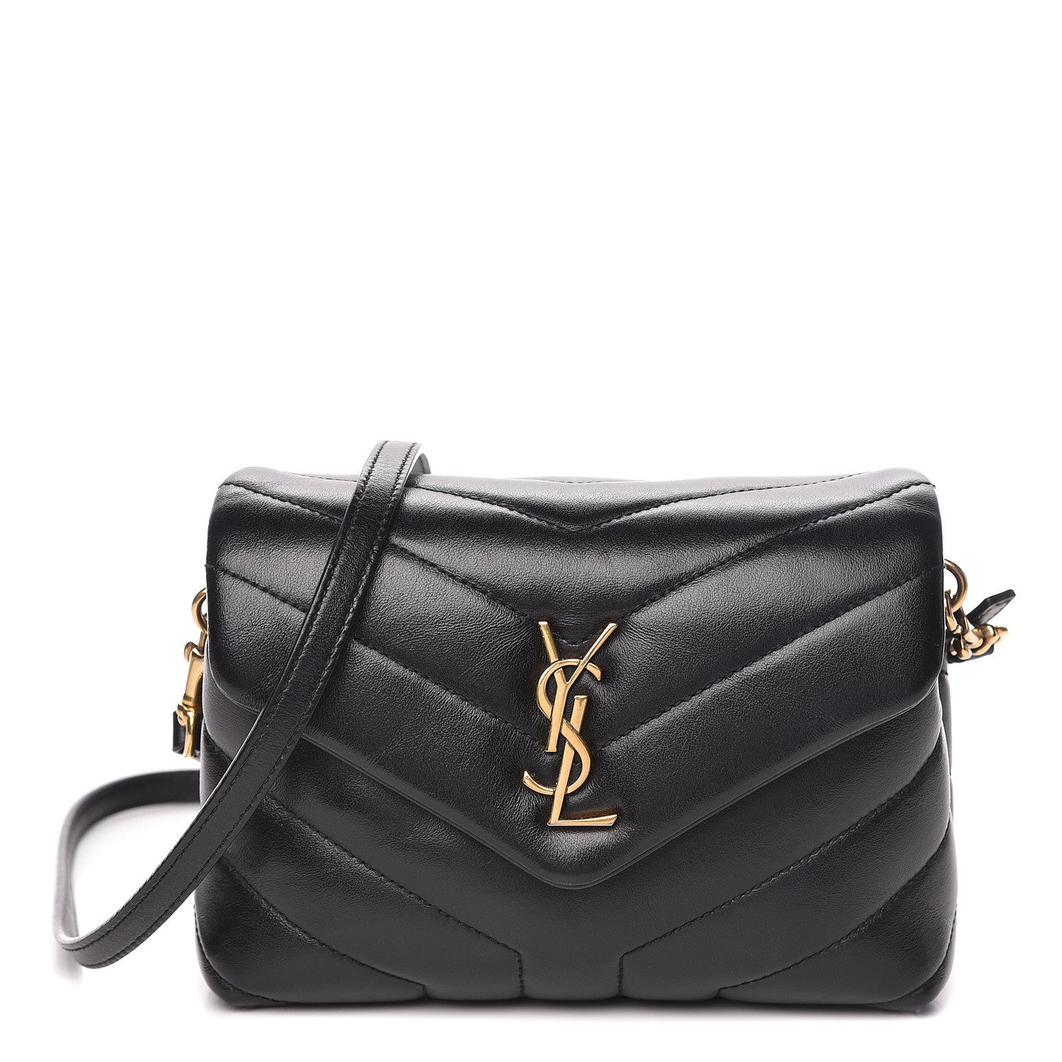 Saint Laurent Calfskin Y Quilted Monogram Toy Loulou Crossbody Bag Black 1 of 11