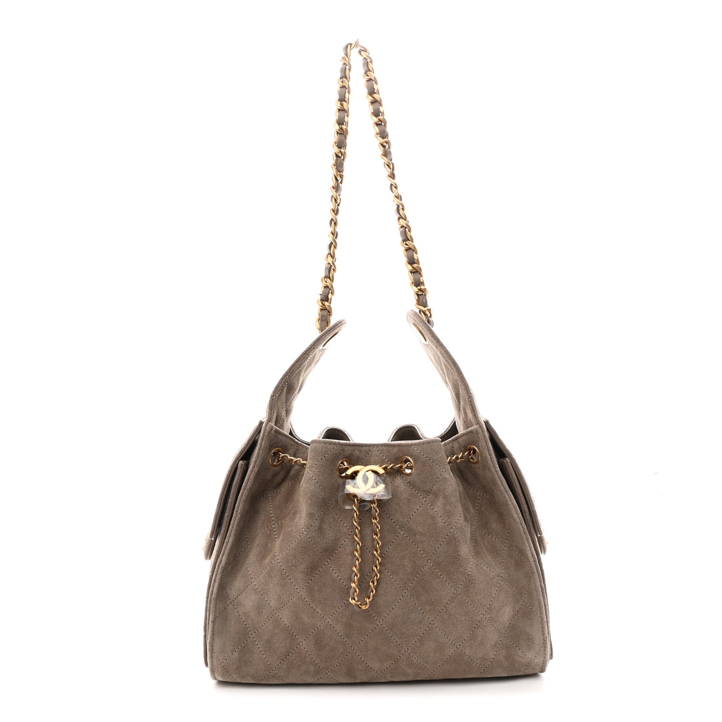 Suede Quilted Small Chanel 25 Handbag Dark Grey