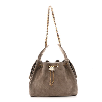 Chanel Suede Quilted Small Chanel 25 Handbag Dark Grey 1 of 11