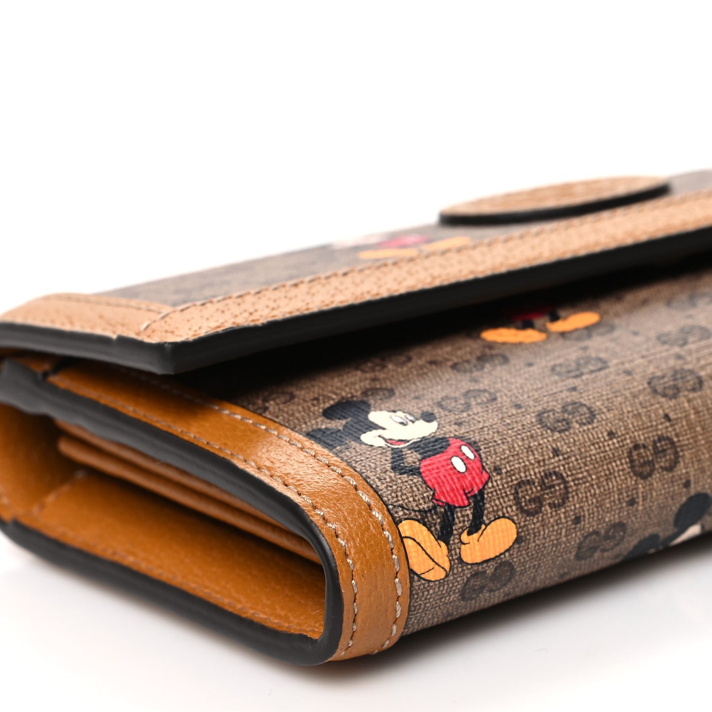 X DISNEY Mini Vintage GG Supreme Monogram Mickey Mouse Continental Wallet Beige Vintage Sun Oil