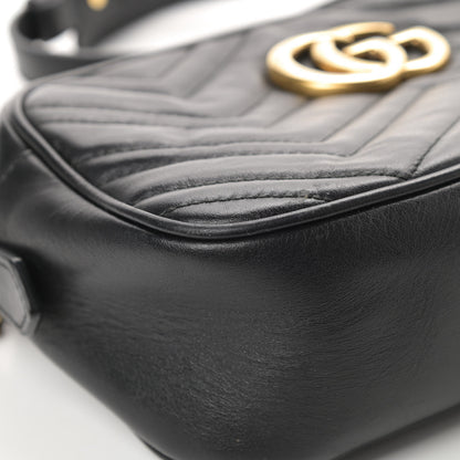 Gucci Calfskin Matelasse Small GG Marmont Chain Shoulder Bag Black 9 of 15