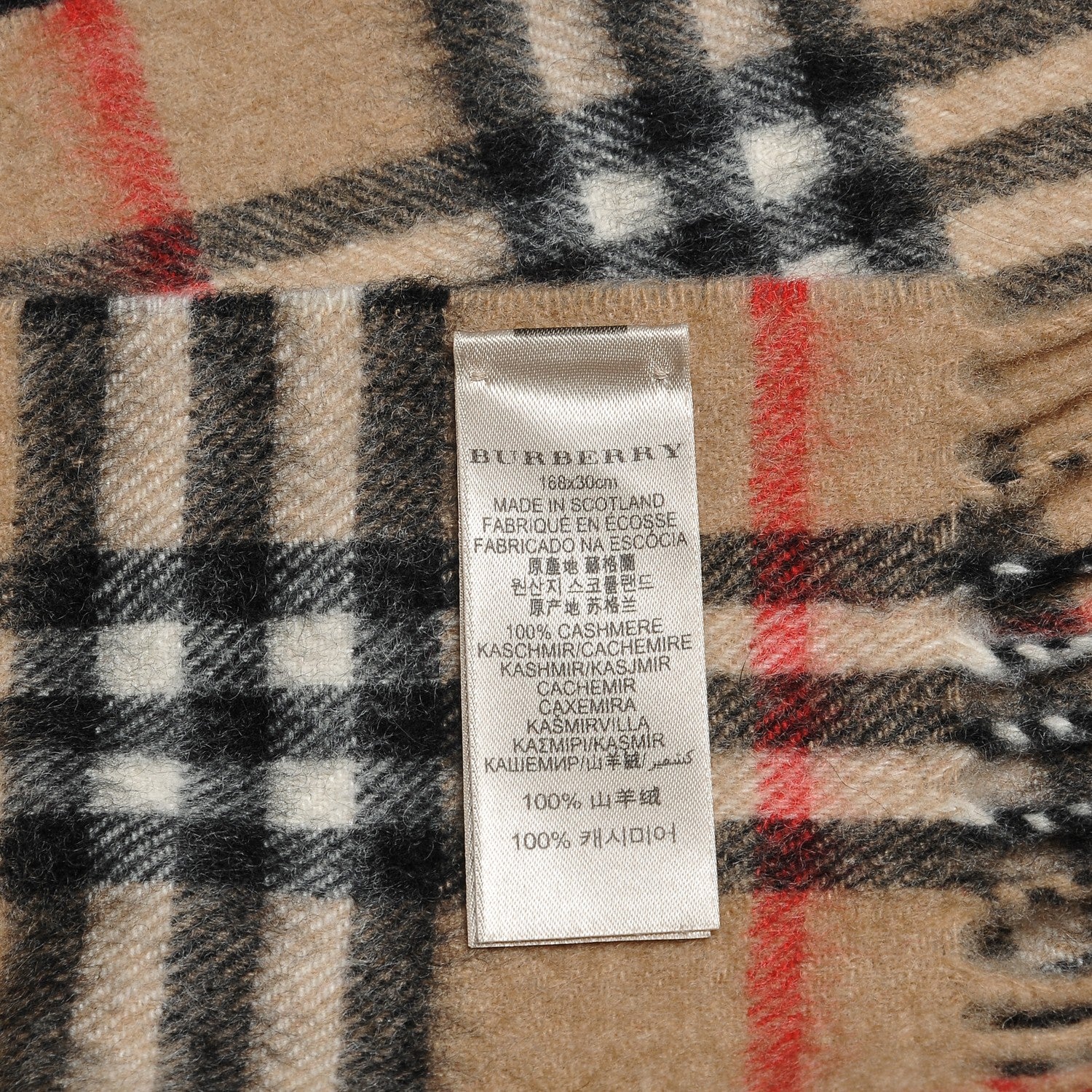 Burberry Cashmere House Check Fringe Scarf Camel 5 of 5