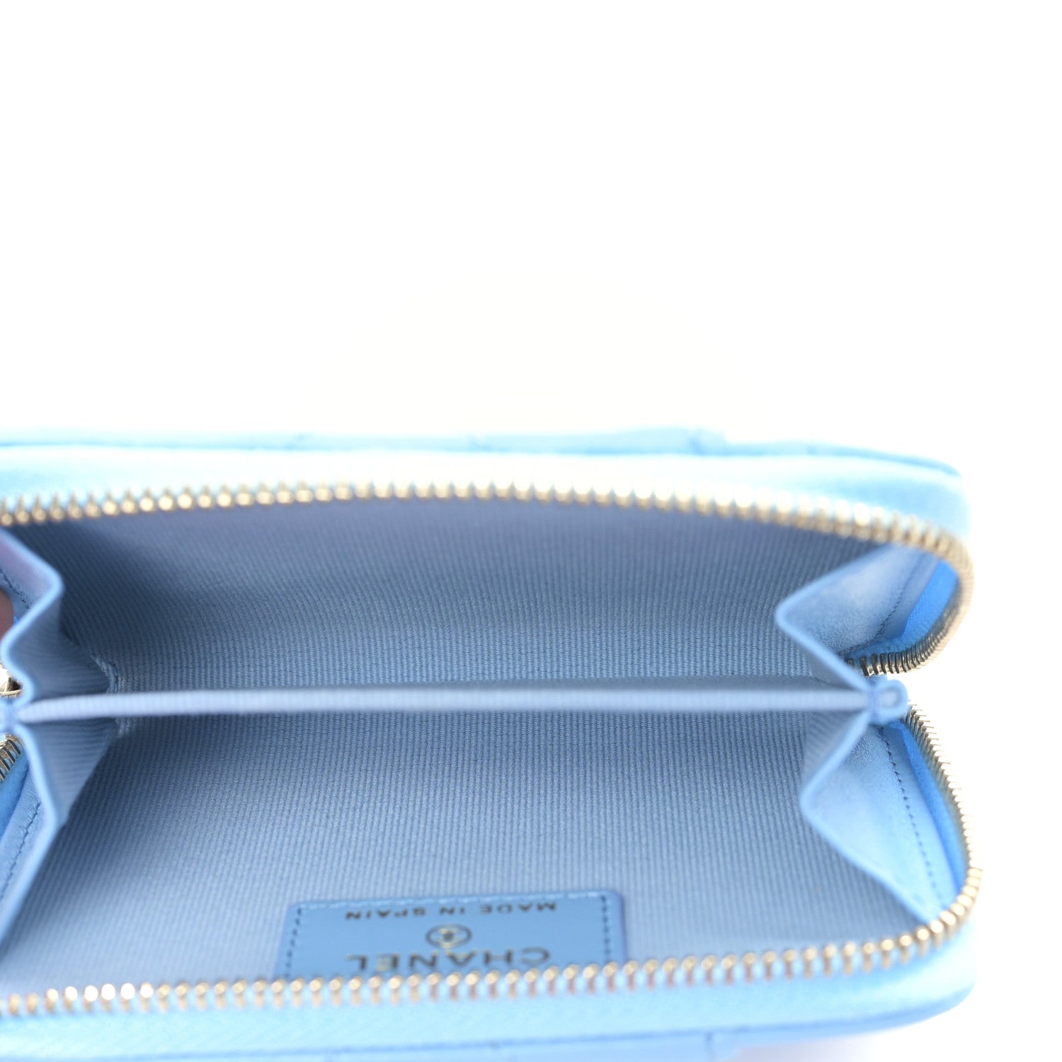Chanel Lambskin Quilted Chanel 19 Vertical Zip Card Holder Wallet Light Blue 5 of 9