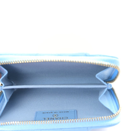 Chanel Lambskin Quilted Chanel 19 Vertical Zip Card Holder Wallet Light Blue 5 of 9