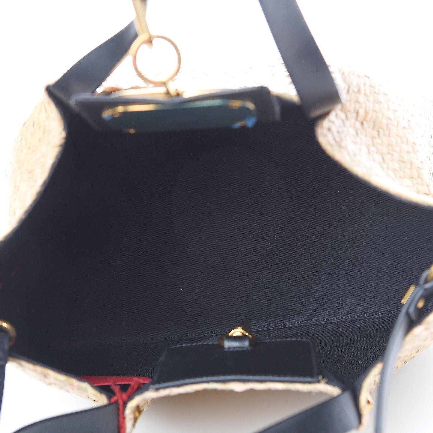 Raffia Medium Vlogo Escape Shopper Natural Black Rouge