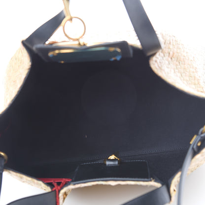 Valentino Garavani Raffia Medium Vlogo Escape Shopper Natural Black Rouge 6 of 22