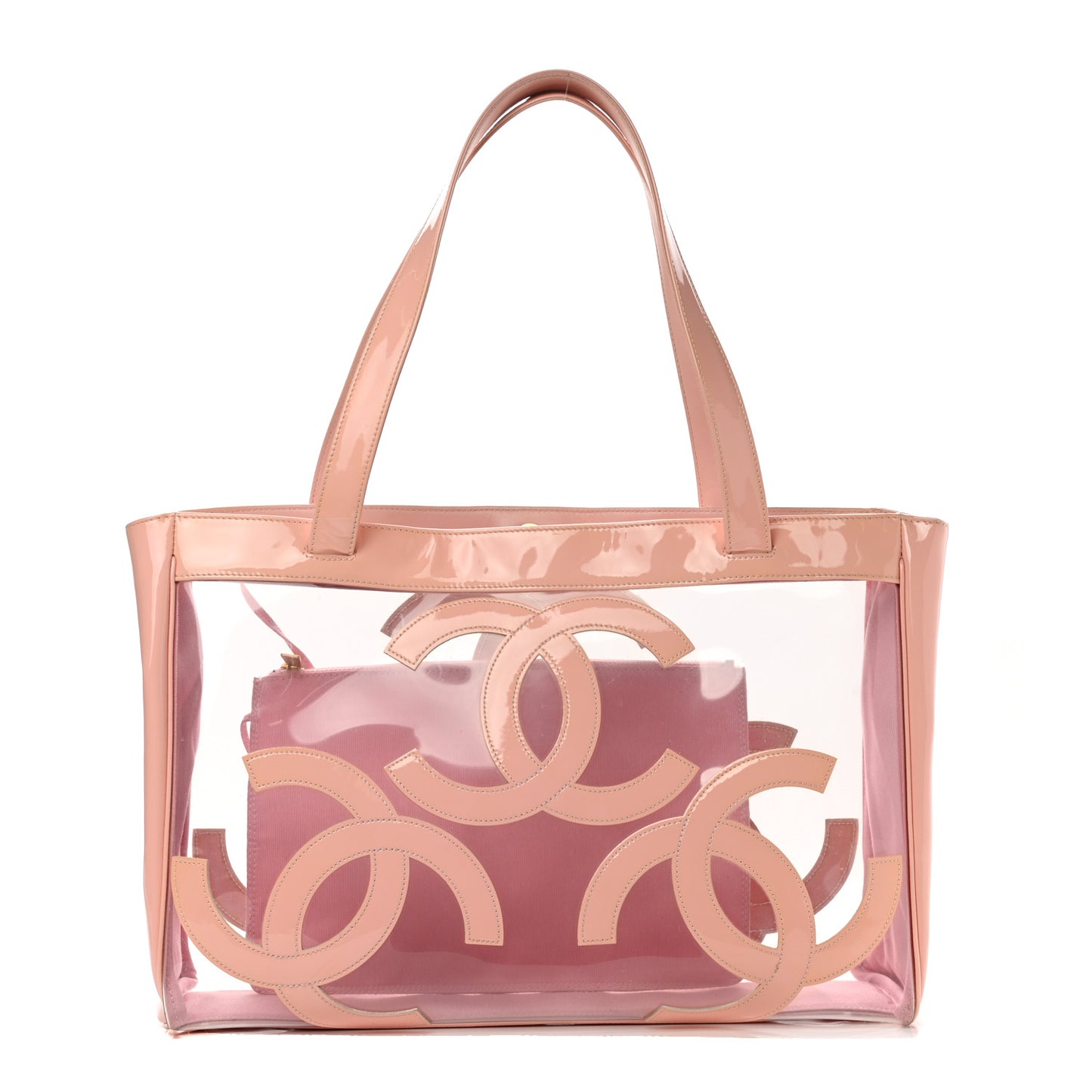 Vinyl Patent CC Logo Beach Tote Pink