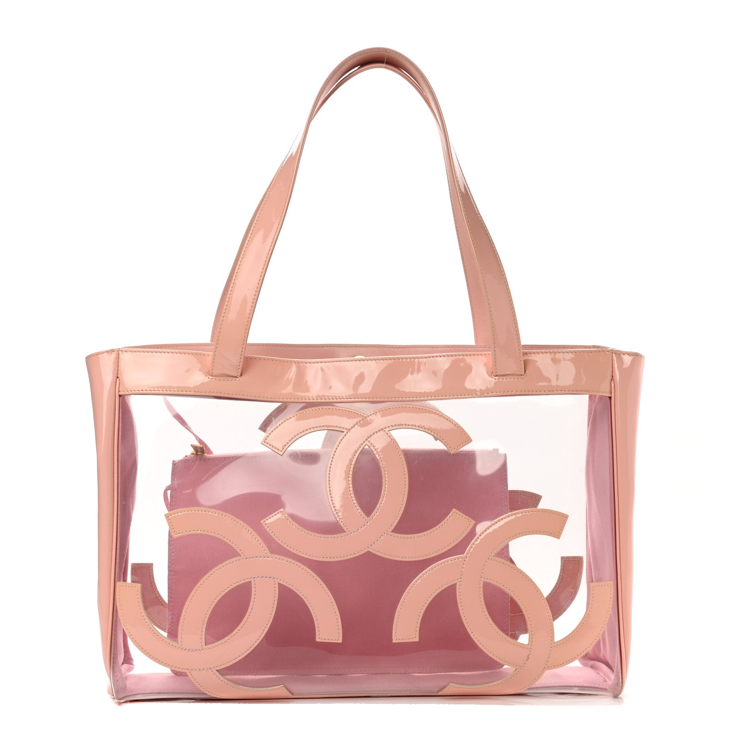 Chanel Vinyl Patent CC Logo Beach Tote Pink 1 of 8