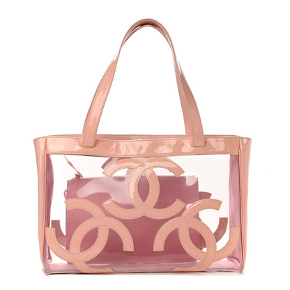 Chanel Vinyl Patent CC Logo Beach Tote Pink 1 of 8