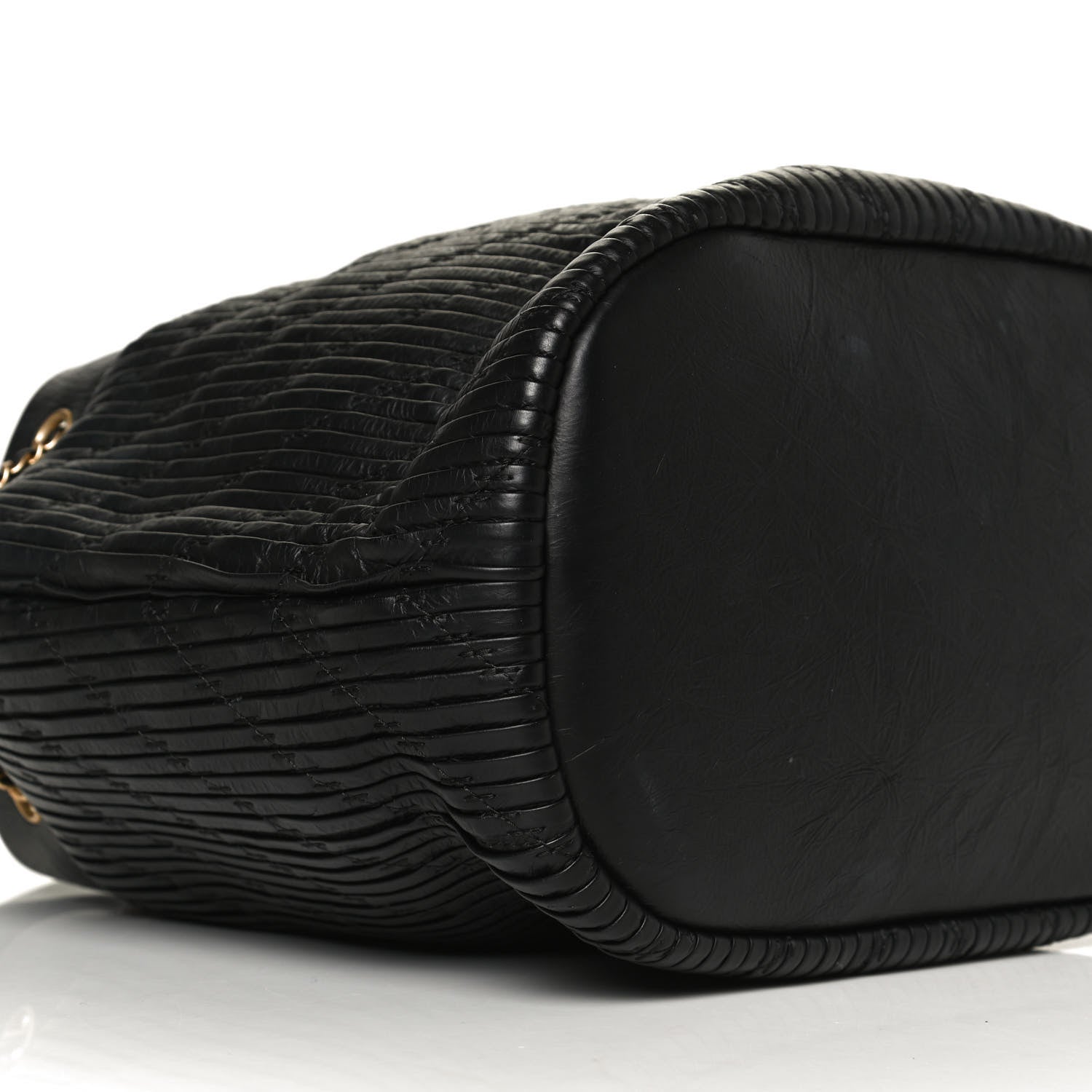 Chanel Iridescent Crumpled Calfskin Coco Pleats Drawstring Bag Black 9 of 12