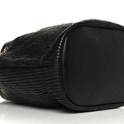 Chanel Iridescent Crumpled Calfskin Coco Pleats Drawstring Bag Black 9 of 12