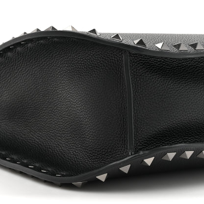 Valentino Garavani Pebbled Calfskin Rockstud Hobo Black 9 of 10
