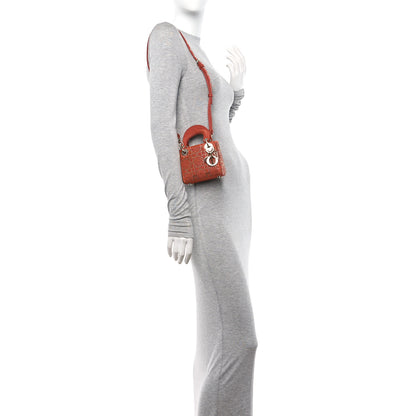 Christian Dior Canvas Cannage Crystal Beaded Embroidery Micro Lady Dior Orange 2 of 9