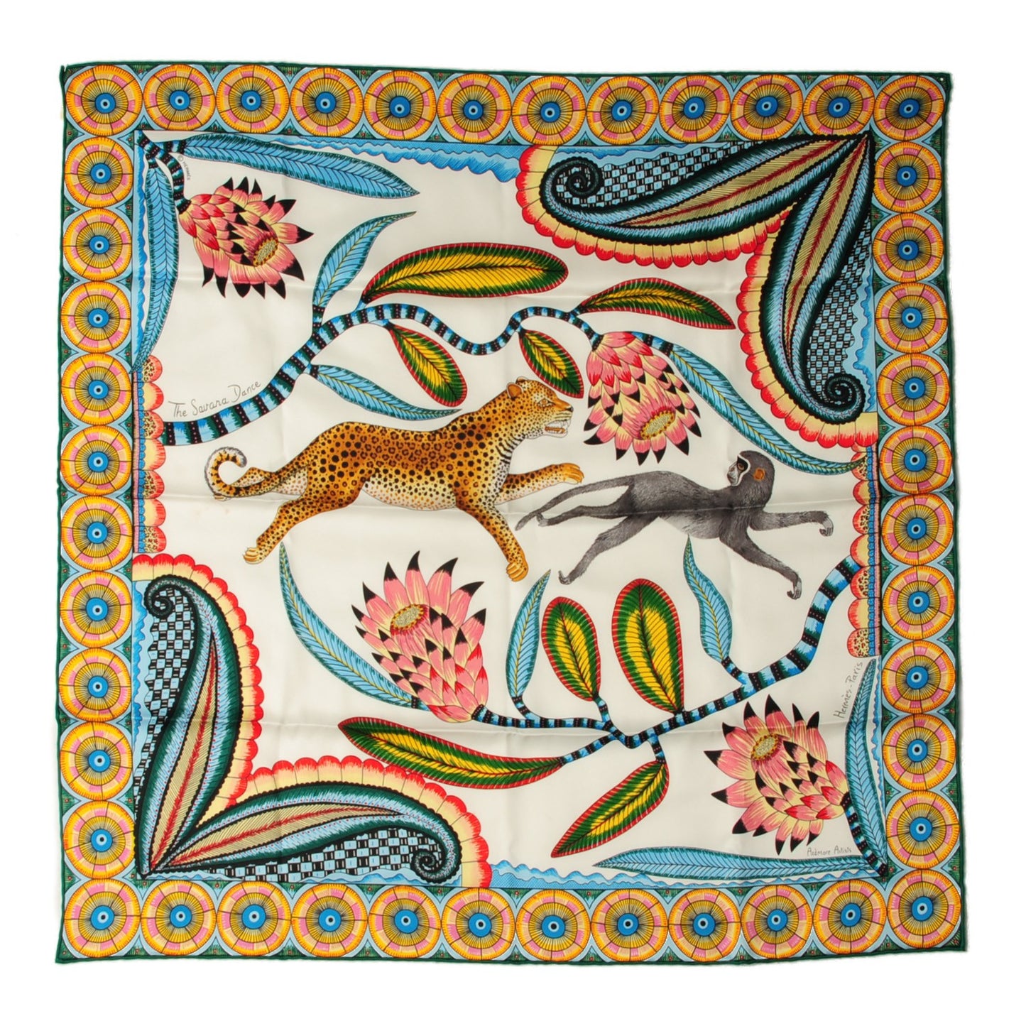 Silk The Savana Dance Scarf 90 Blanc Bleu Ciel Vert
