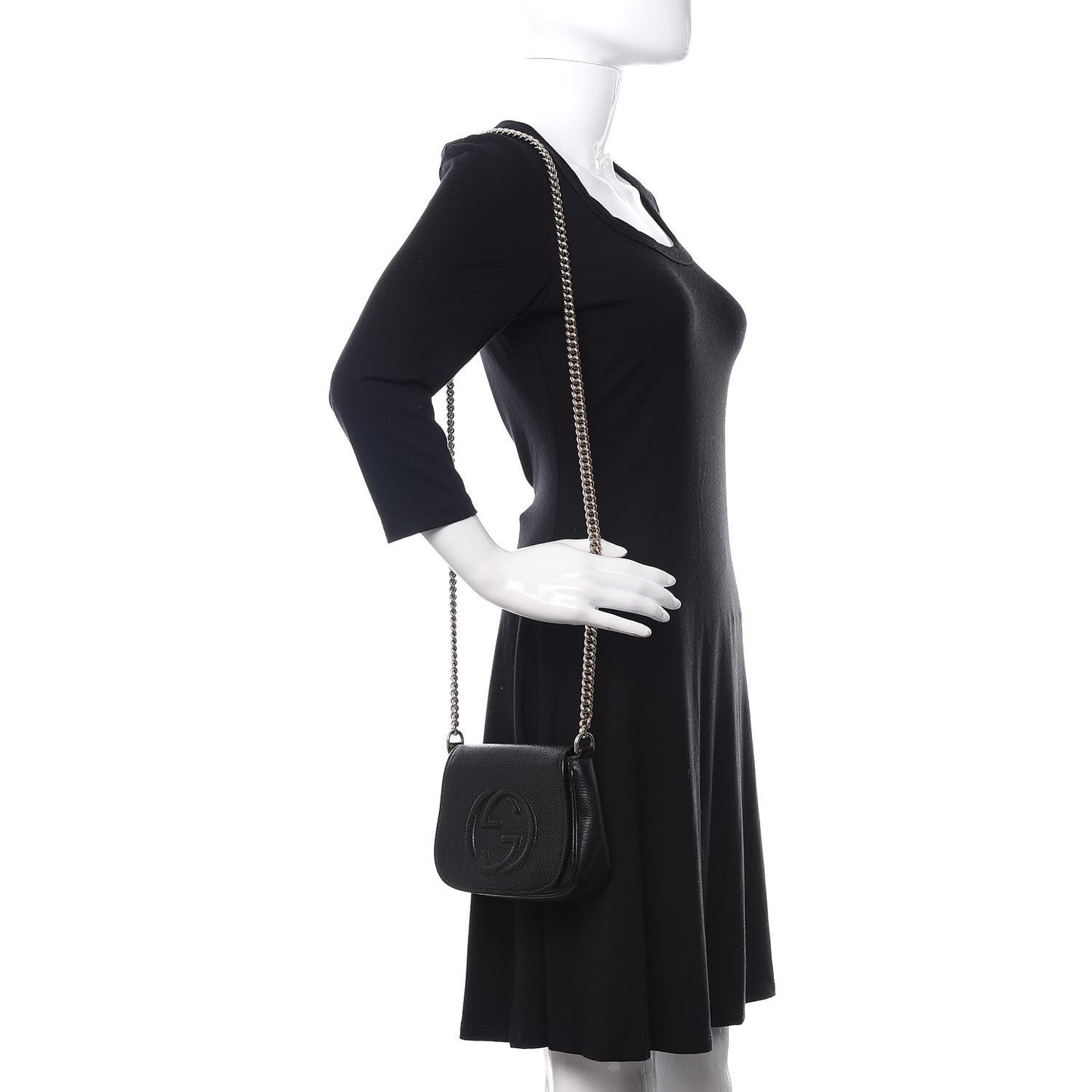Pebbled Calfskin Small Soho Flap Crossbody Black