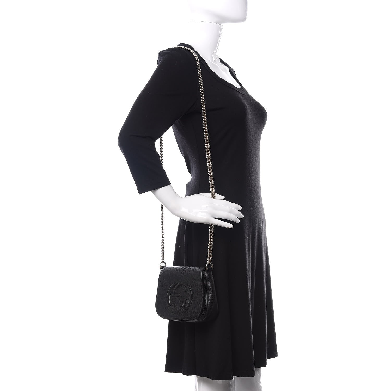 Gucci Pebbled Calfskin Small Soho Flap Crossbody Black 2 of 10