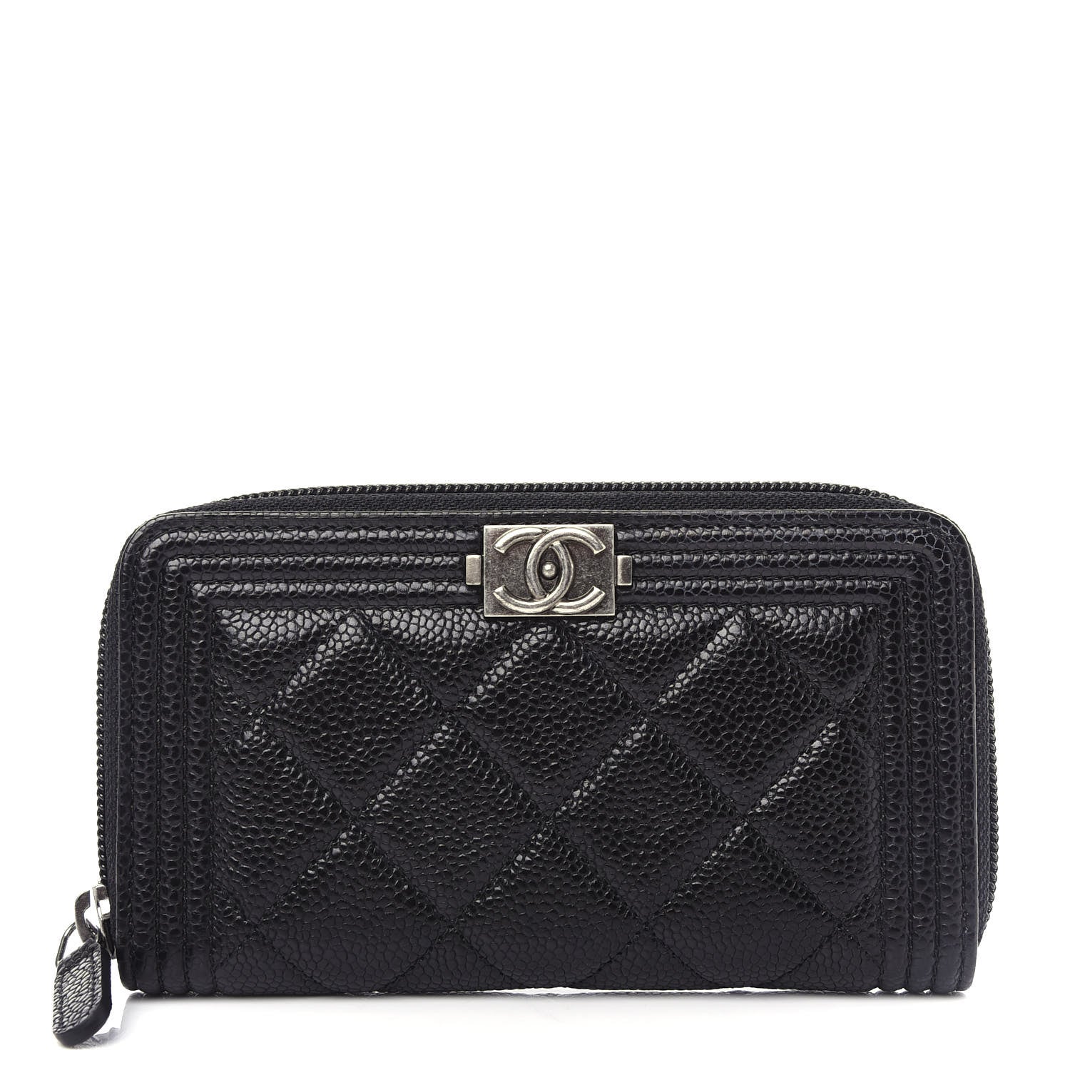 Chanel Caviar Quilted Small Boy Zip Around Wallet Black 1 of 9