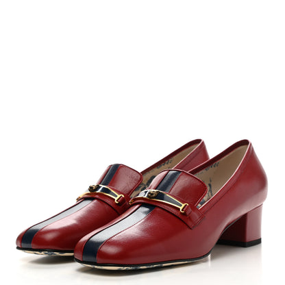 Gucci Goatskin Feline Ginger Loafer Pumps 39 Hibiscus Red Blue 3 of 11