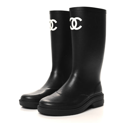 Chanel Caoutchouk CC High Boots 36 Black 3 of 9