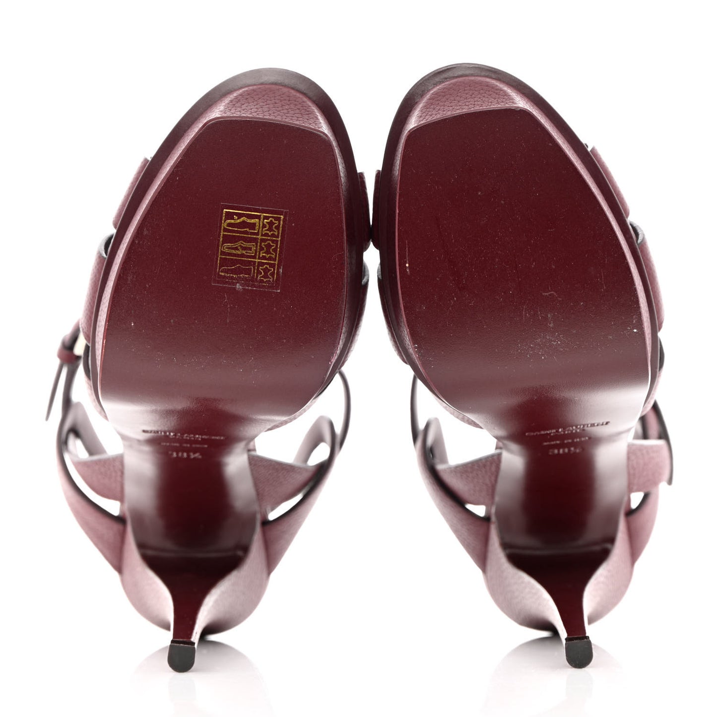 Grained Calfskin Tribute 105 Platform Sandals 38.5 Rouge Legion