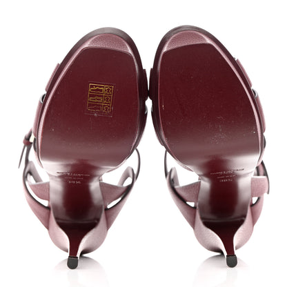 Saint Laurent Grained Calfskin Tribute 105 Platform Sandals 38.5 Rouge Legion 5 of 11