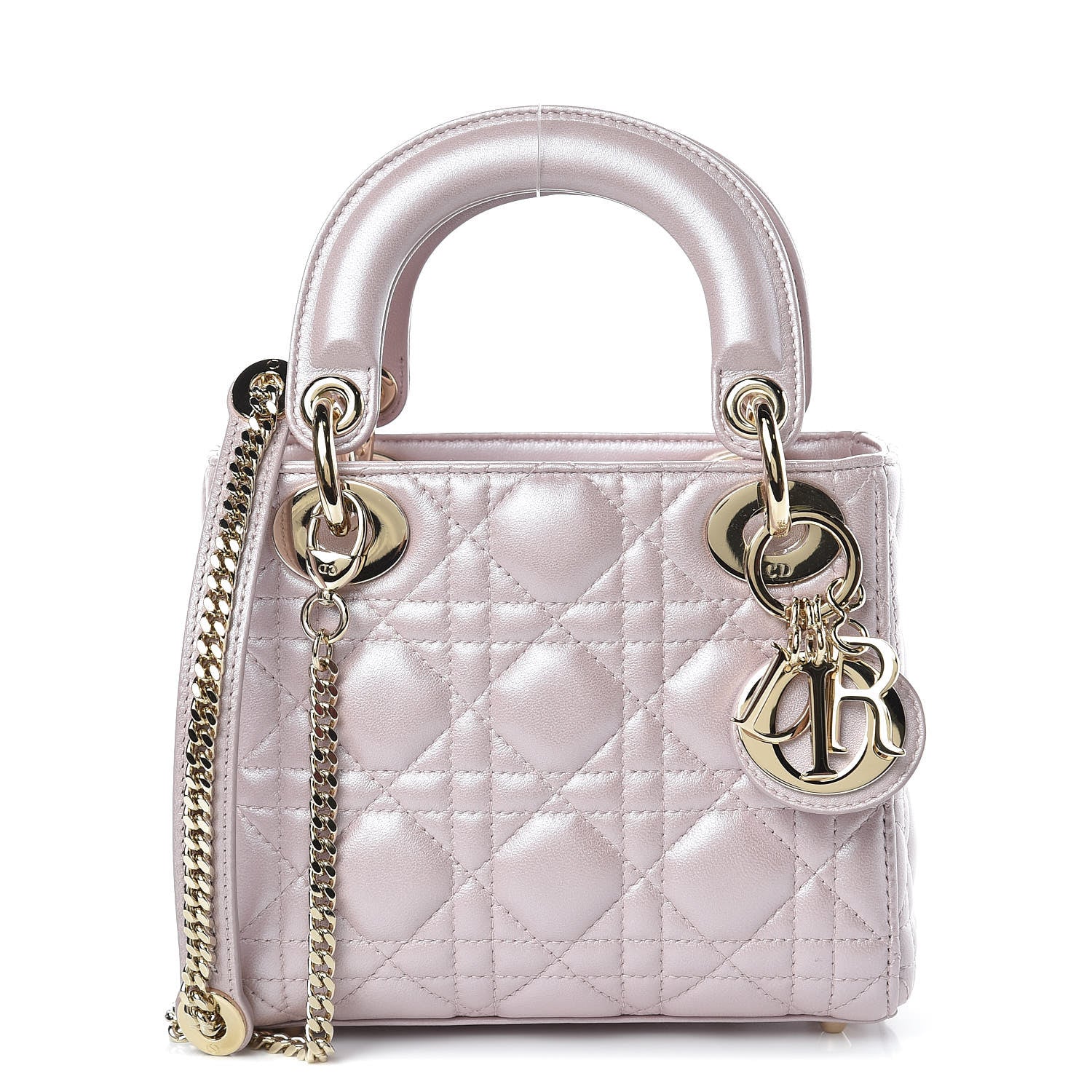 Christian Dior Metallic Lambskin Cannage Mini Lady Dior Lotus 1 of 11