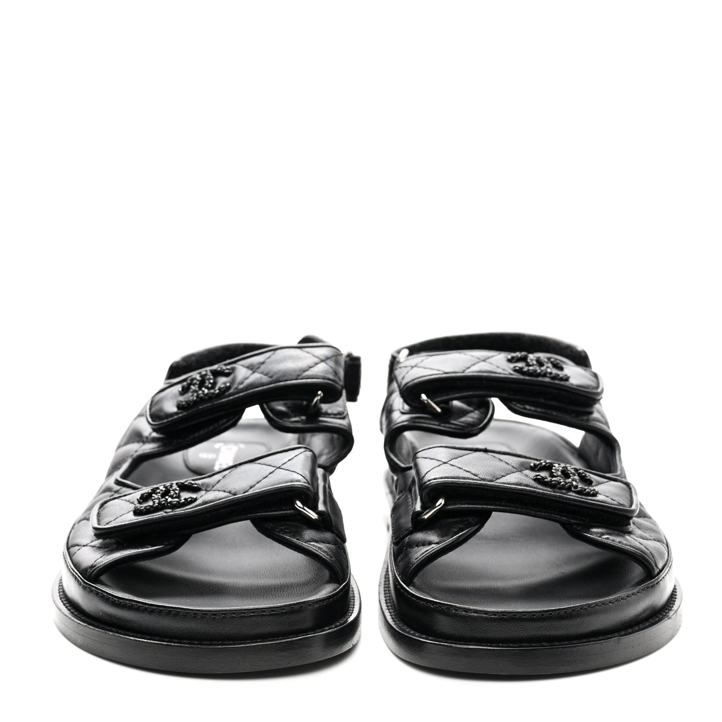 Lambskin Velcro Dad Sandals 38 Black