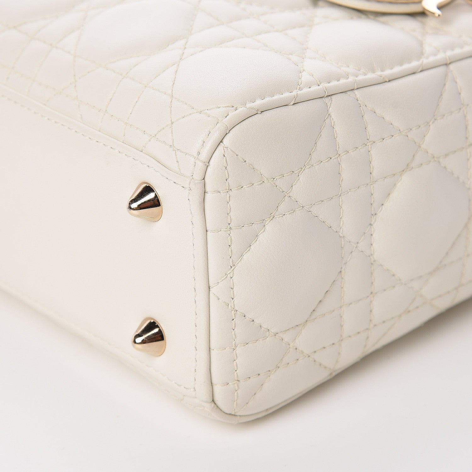 Christian Dior Lambskin Cannage Small My Lady Dior White 6 of 11