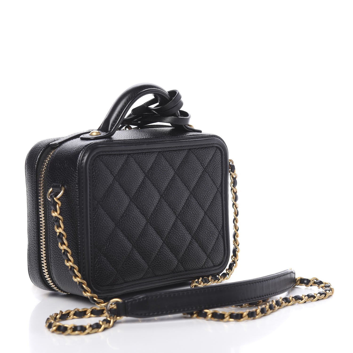 Chanel Caviar Quilted Small CC Filigree Vanity Case Black 3 of 10