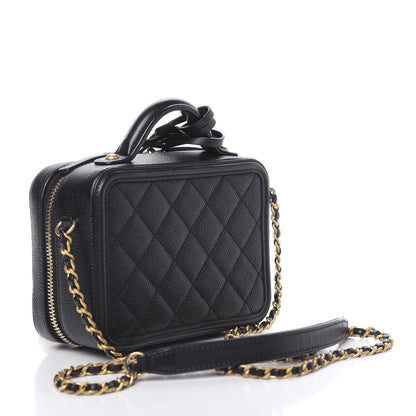 Chanel Caviar Quilted Small CC Filigree Vanity Case Black 3 of 10