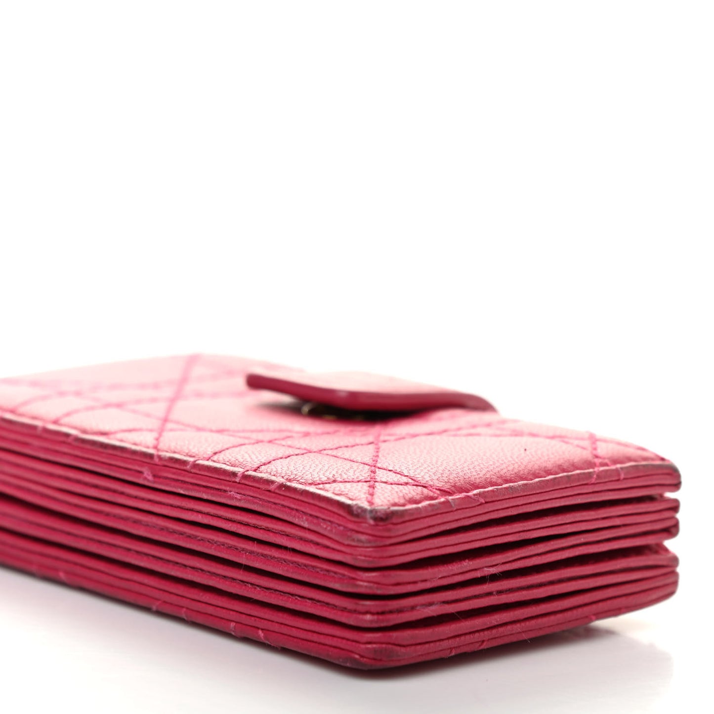 Lambskin Cannage Lady Dior 5-Gusset Card Holder Fuchsia