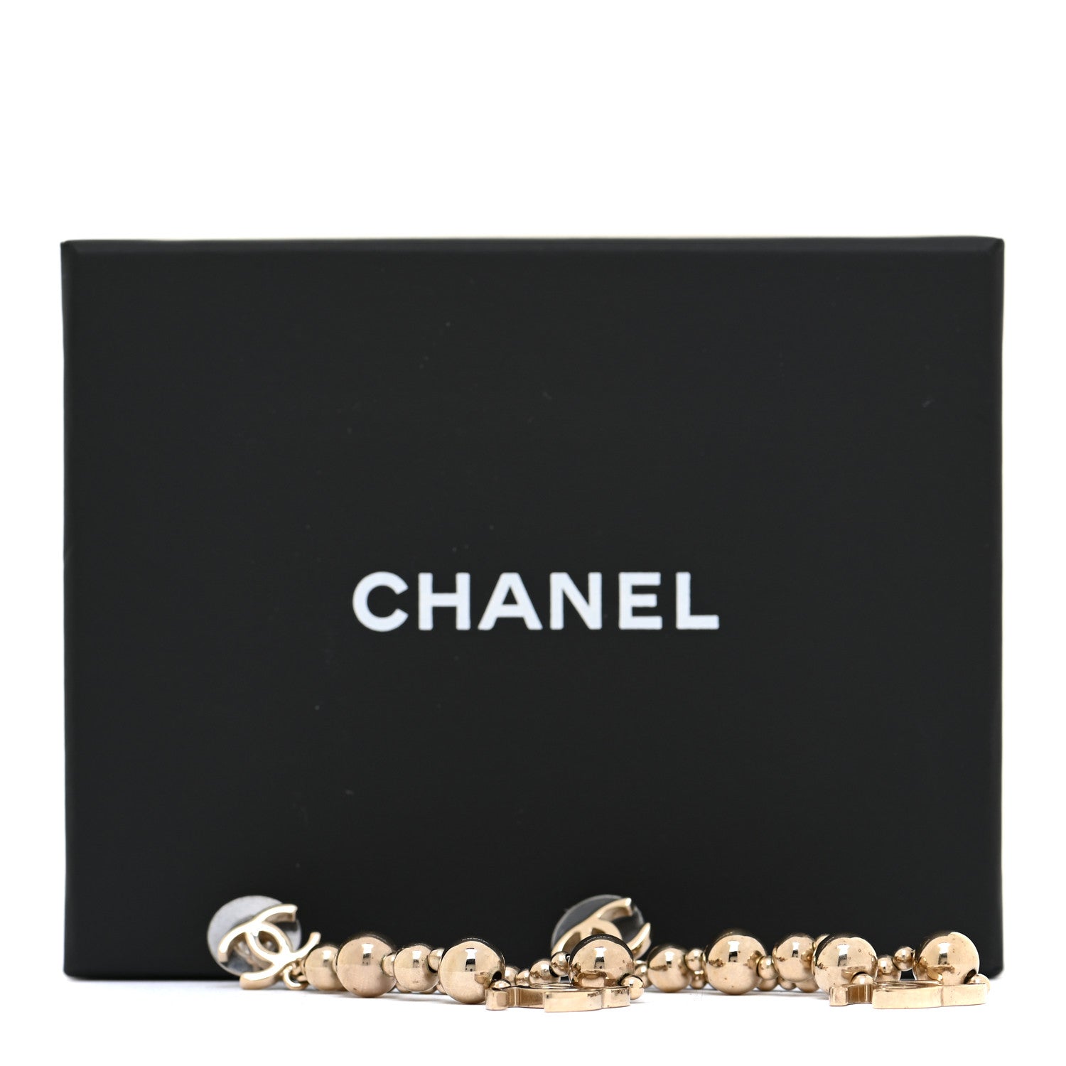 Chanel Metal CC Bead Drop Earrings Gold 8 of 8