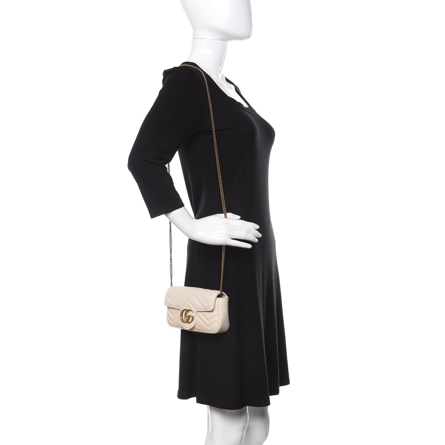 Calfskin Matelasse Super Mini GG Marmont Shoulder Bag White