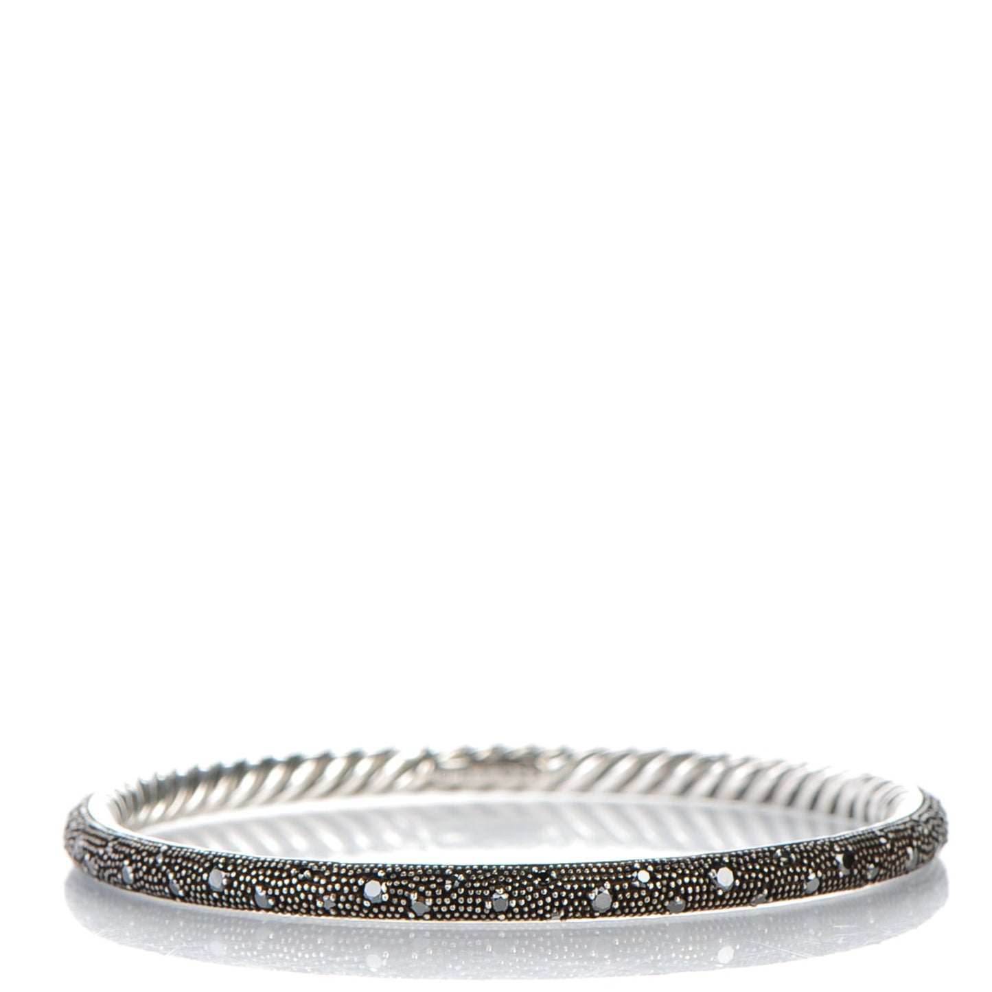Sterling Silver Black Diamond 4mm Midnight Melange Bangle Bracelet