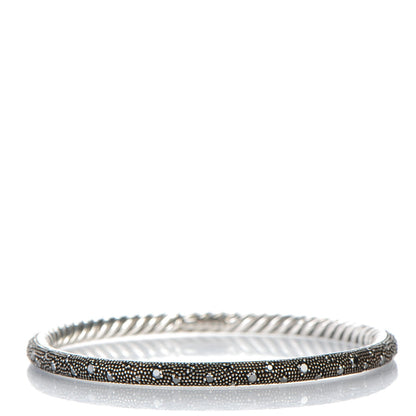 David Yurman Sterling Silver Black Diamond 4mm Midnight Melange Bangle Bracelet 1 of 4