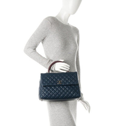Chanel Caviar Lizard Quilted Medium Coco Handle Flap Navy 3 of 8