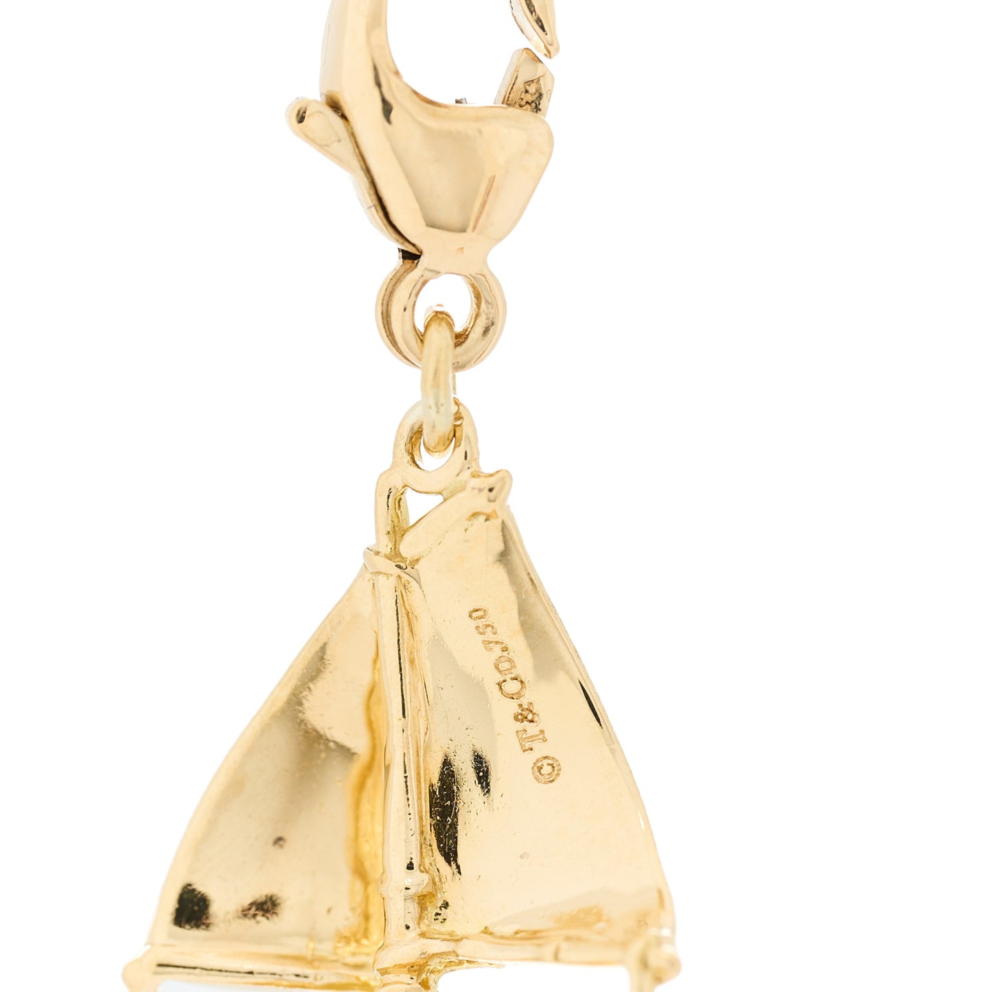18K Yellow Gold Sailboat Charm