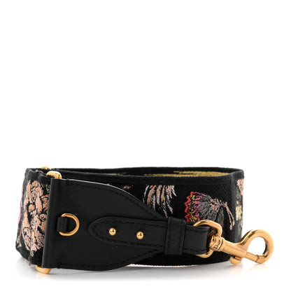 Christian Dior Canvas Embroidered Floral Shoulder Strap Black Multicolor 1 of 5