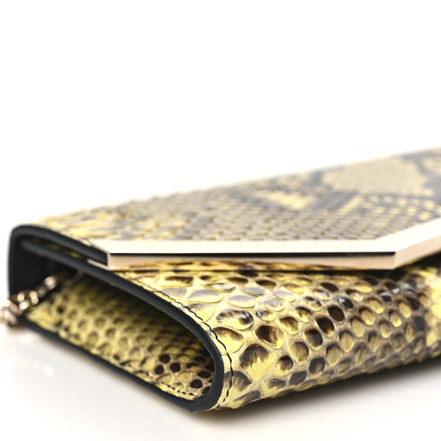 Snakeskin Embossed Chain Clutch