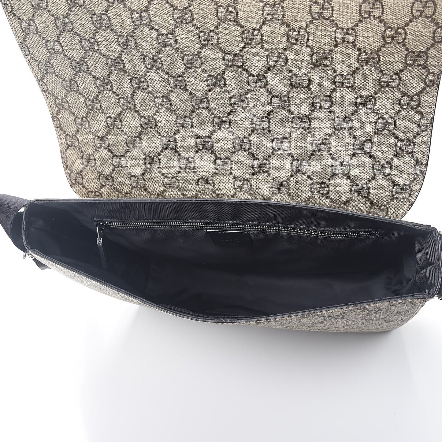 GG Supreme Monogram Web Flap Messenger Bag Black