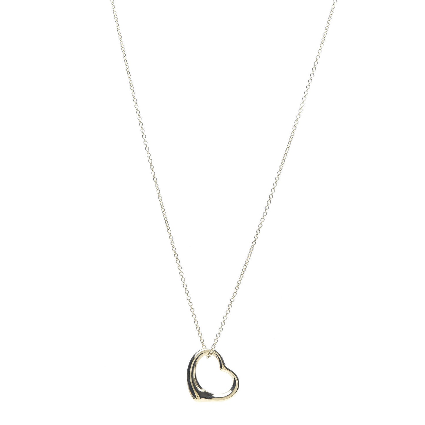 18K Yellow Gold 16mm Elsa Peretti Open Heart Pendant Necklace